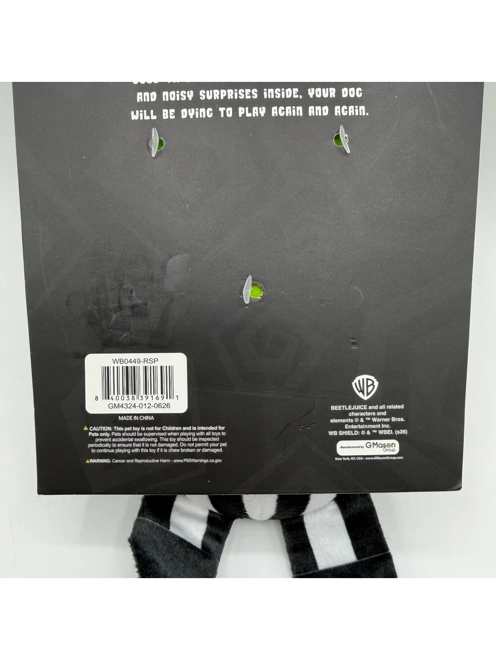Beetlejuice Plush Squeaker Dog Toy Warner Bros Halloween Horror Chew Toy 9